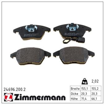 Jeu de 4 plaquettes de frein avant ZIMMERMANN OEM 8J0698151C