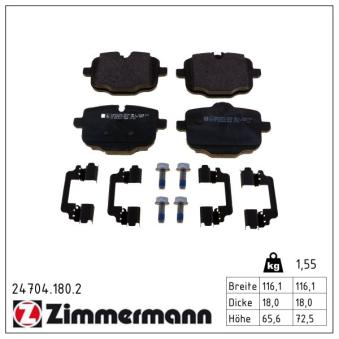 Jeu de 4 plaquettes de frein arrière ZIMMERMANN OEM 34216870552