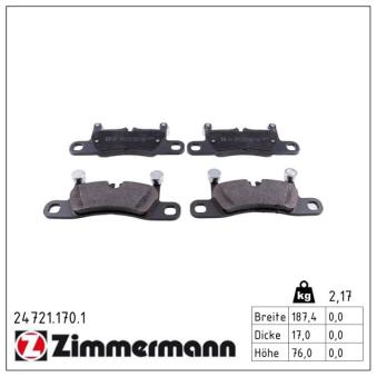 Jeu de 4 plaquettes de frein arrière ZIMMERMANN OEM JZW698451R