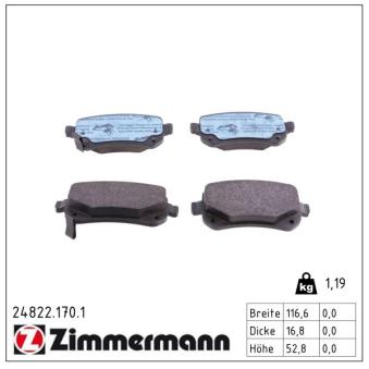 Jeu de 4 plaquettes de frein arrière ZIMMERMANN OEM 7B0698451C