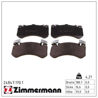 Jeu de 4 plaquettes de frein avant ZIMMERMANN OEM 4H0698151J