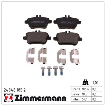 Jeu de 4 plaquettes de frein arrière ZIMMERMANN OEM A0064202320