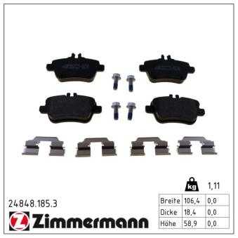 Jeu de 4 plaquettes de frein arrière ZIMMERMANN OEM a0064208320