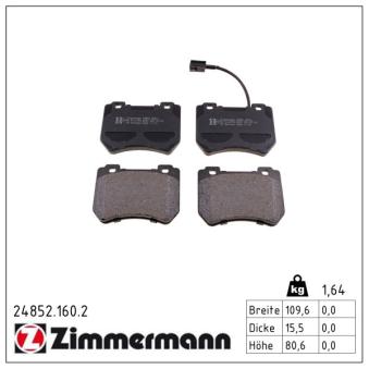 Jeu de 4 plaquettes de frein avant ZIMMERMANN OEM 77365202