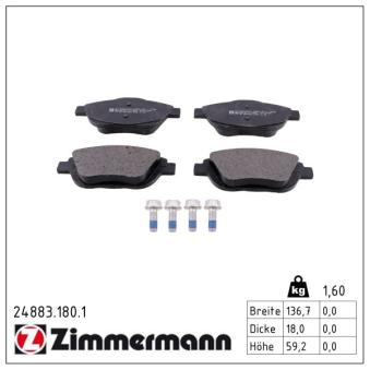 Jeu de 4 plaquettes de frein avant ZIMMERMANN OEM 425431