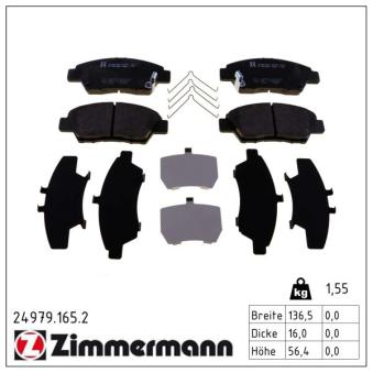 Jeu de 4 plaquettes de frein avant ZIMMERMANN OEM H4502TM8003