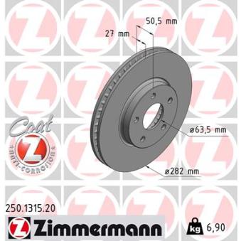 Jeu de 2 disques de frein avant ZIMMERMANN OEM 2305503