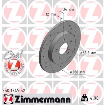 Jeu de 2 disques de frein arrière ZIMMERMANN OEM C2S9231