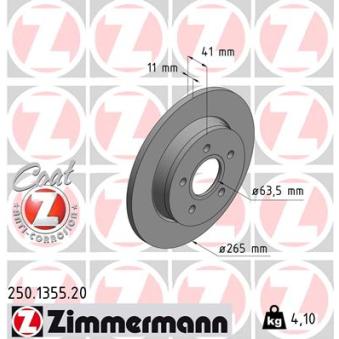 Jeu de 2 disques de frein arrière ZIMMERMANN 250.1355.20 pour ROVER COUPE 1.8 - 122cv
