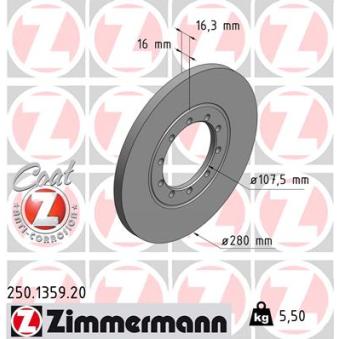 Jeu de 2 disques de frein arrière ZIMMERMANN OEM 1371420 Jeu de 2 disques de frein arrière ZIMMERMANN OEM 1371420