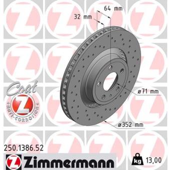 Jeu de 2 disques de frein avant ZIMMERMANN OEM 1915620 Jeu de 2 disques de frein avant ZIMMERMANN OEM 1915620