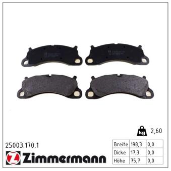 Jeu de 4 plaquettes de frein avant ZIMMERMANN OEM 99135194903 Jeu de 4 plaquettes de frein avant ZIMMERMANN OEM 99135194903