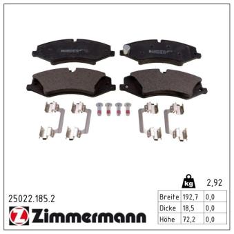Jeu de 4 plaquettes de frein avant ZIMMERMANN OEM LR026220