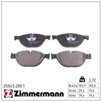 Jeu de 4 plaquettes de frein avant ZIMMERMANN OEM 34116775322