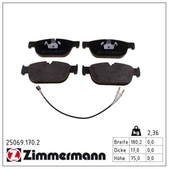 Jeu de 4 plaquettes de frein avant ZIMMERMANN OEM 1611839380