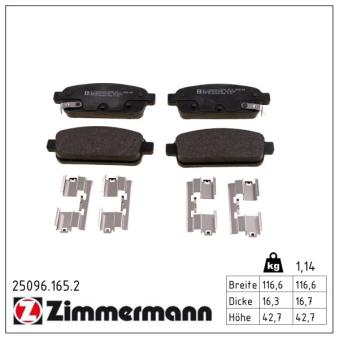 Jeu de 4 plaquettes de frein arrière ZIMMERMANN OEM 13417473 Jeu de 4 plaquettes de frein arrière ZIMMERMANN OEM 13417473