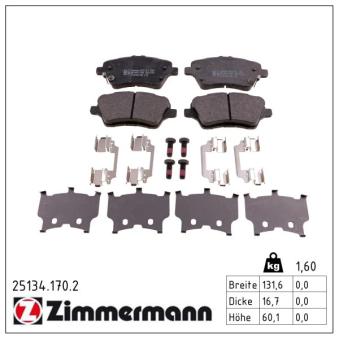 Jeu de 4 plaquettes de frein avant ZIMMERMANN OEM AY112K021BD