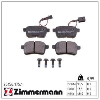 Jeu de 4 plaquettes de frein arrière ZIMMERMANN OEM 77365357