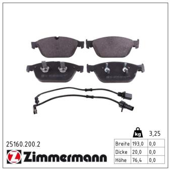 Jeu de 4 plaquettes de frein avant ZIMMERMANN OEM 4h0698151e Jeu de 4 plaquettes de frein avant ZIMMERMANN OEM 4h0698151e