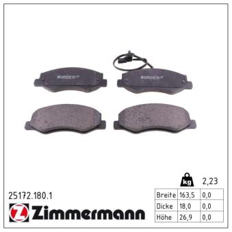 Jeu de 4 plaquettes de frein arrière ZIMMERMANN OEM 440600866R