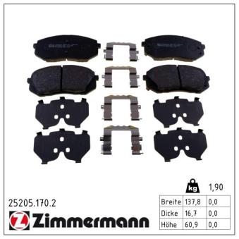 Jeu de 4 plaquettes de frein avant ZIMMERMANN OEM 58101B2A60