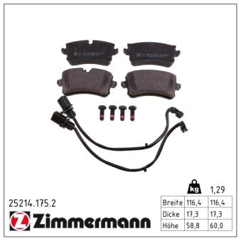 Jeu de 4 plaquettes de frein arrière ZIMMERMANN OEM 4G0698451J Jeu de 4 plaquettes de frein arrière ZIMMERMANN OEM 4G0698451J