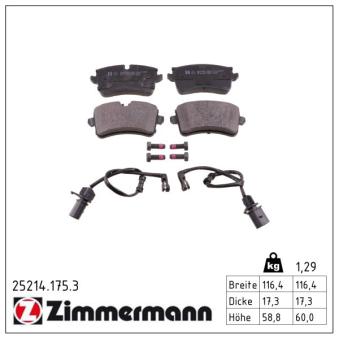 Jeu de 4 plaquettes de frein arrière ZIMMERMANN OEM 4H0698451K Jeu de 4 plaquettes de frein arrière ZIMMERMANN OEM 4H0698451K
