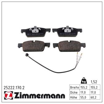 Jeu de 4 plaquettes de frein avant ZIMMERMANN OEM 1610100580