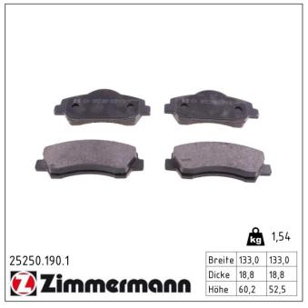 Jeu de 4 plaquettes de frein avant ZIMMERMANN OEM 1608691380