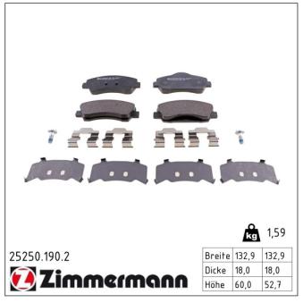 Jeu de 4 plaquettes de frein avant ZIMMERMANN OEM 1608691380