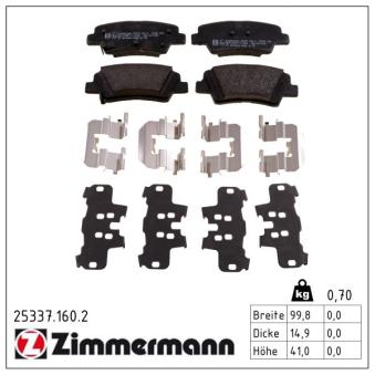Jeu de 4 plaquettes de frein arrière ZIMMERMANN OEM 58302C1A00