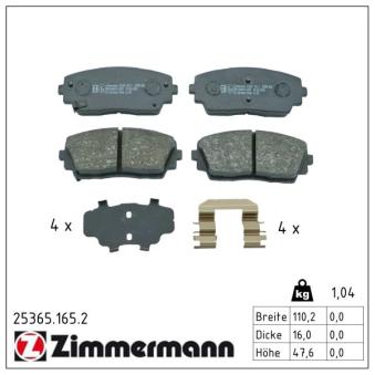 Jeu de 4 plaquettes de frein avant ZIMMERMANN OEM 581011YA45