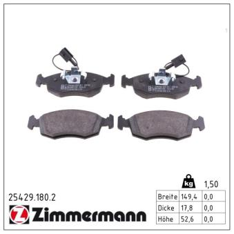 Jeu de 4 plaquettes de frein avant ZIMMERMANN OEM 77366270