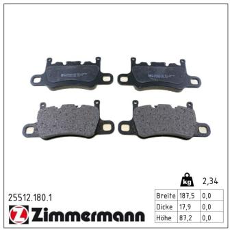 Jeu de 4 plaquettes de frein arrière ZIMMERMANN 25512.180.1