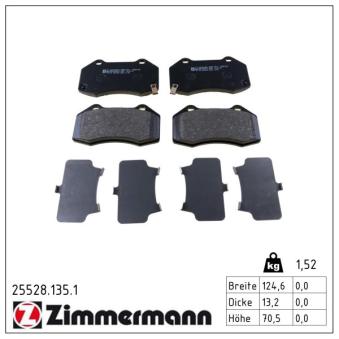 Jeu de 4 plaquettes de frein avant ZIMMERMANN 25528.135.1 pour FORD GRANADA 2.0 - 184cv