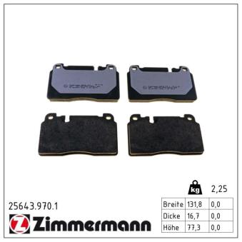 Jeu de 4 plaquettes de frein avant ZIMMERMANN OEM 95B698151H