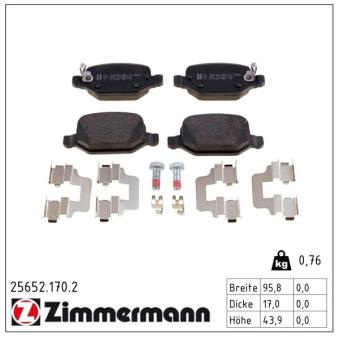 Jeu de 4 plaquettes de frein arrière ZIMMERMANN OEM 77366456
