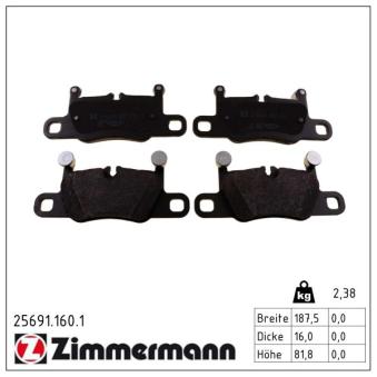 Jeu de 4 plaquettes de frein arrière ZIMMERMANN OEM 99135294902