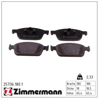 Jeu de 4 plaquettes de frein avant ZIMMERMANN OEM CV6Z2001N