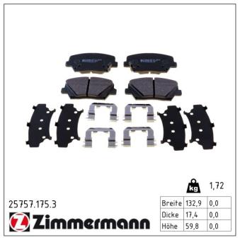 Jeu de 4 plaquettes de frein avant ZIMMERMANN OEM 58101M5A10