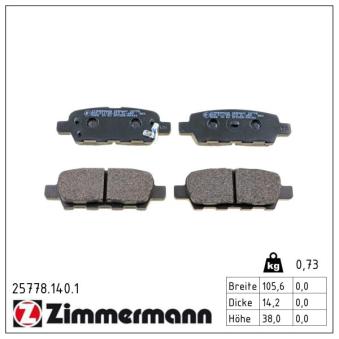 Jeu de 4 plaquettes de frein arrière ZIMMERMANN OEM AY060NS057 Jeu de 4 plaquettes de frein arrière ZIMMERMANN OEM AY060NS057
