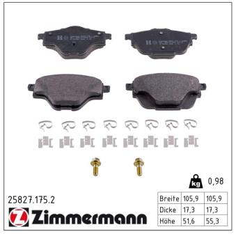 Jeu de 4 plaquettes de frein arrière ZIMMERMANN OEM 1647860380 Jeu de 4 plaquettes de frein arrière ZIMMERMANN OEM 1647860380