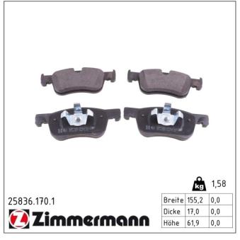 Jeu de 4 plaquettes de frein avant ZIMMERMANN OEM 1619791080