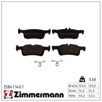 Jeu de 4 plaquettes de frein arrière ZIMMERMANN OEM 2123543