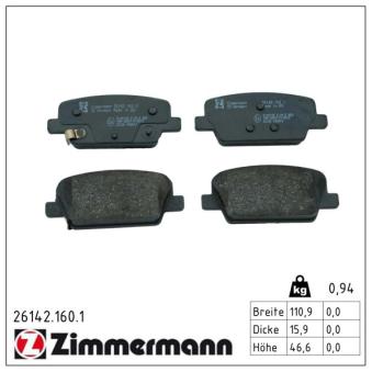 Jeu de 4 plaquettes de frein arrière ZIMMERMANN OEM 58302S1A30 Jeu de 4 plaquettes de frein arrière ZIMMERMANN OEM 58302S1A30
