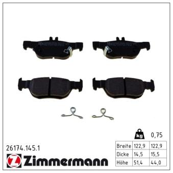 Jeu de 4 plaquettes de frein arrière ZIMMERMANN 26174.145.1 pour MAZDA MX-30 e-SKYACTIV - 143cv