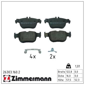 Jeu de 4 plaquettes de frein arrière ZIMMERMANN OEM 8Y0698451C