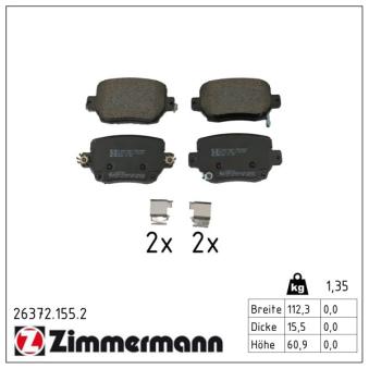Jeu de 4 plaquettes de frein arrière ZIMMERMANN OEM 800824600D