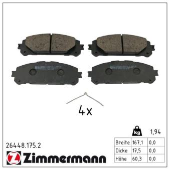 Jeu de 4 plaquettes de frein avant ZIMMERMANN OEM 0446548240