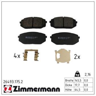 Jeu de 4 plaquettes de frein avant ZIMMERMANN OEM 58101N7A10